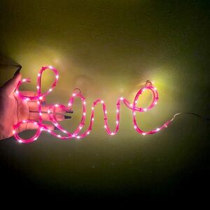 Light Up Pink Neon “Love” Sign with Batteries